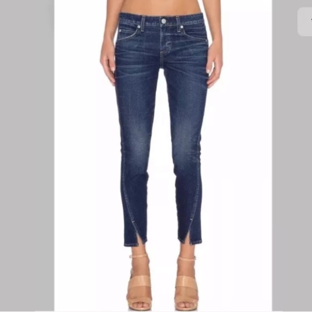 AMO Anthro Skinny Twist Crop True Blue Jeans 29